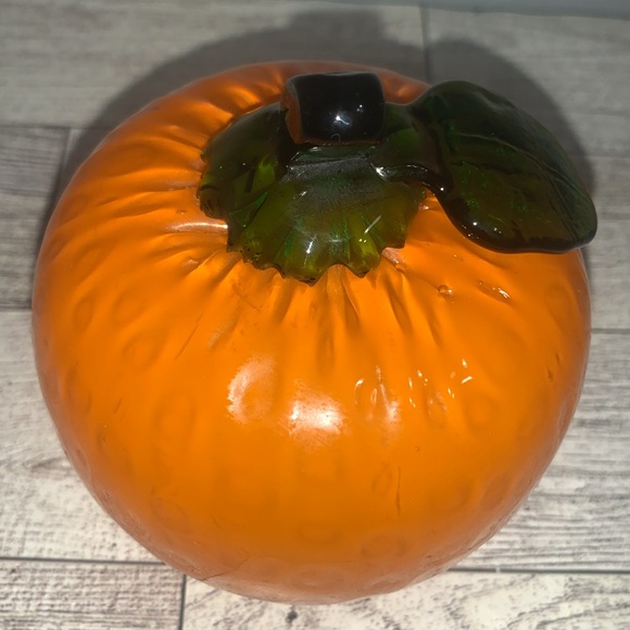 Vintage Hand Blown Glass Orange with 3D Stem - Picture 3 of 5